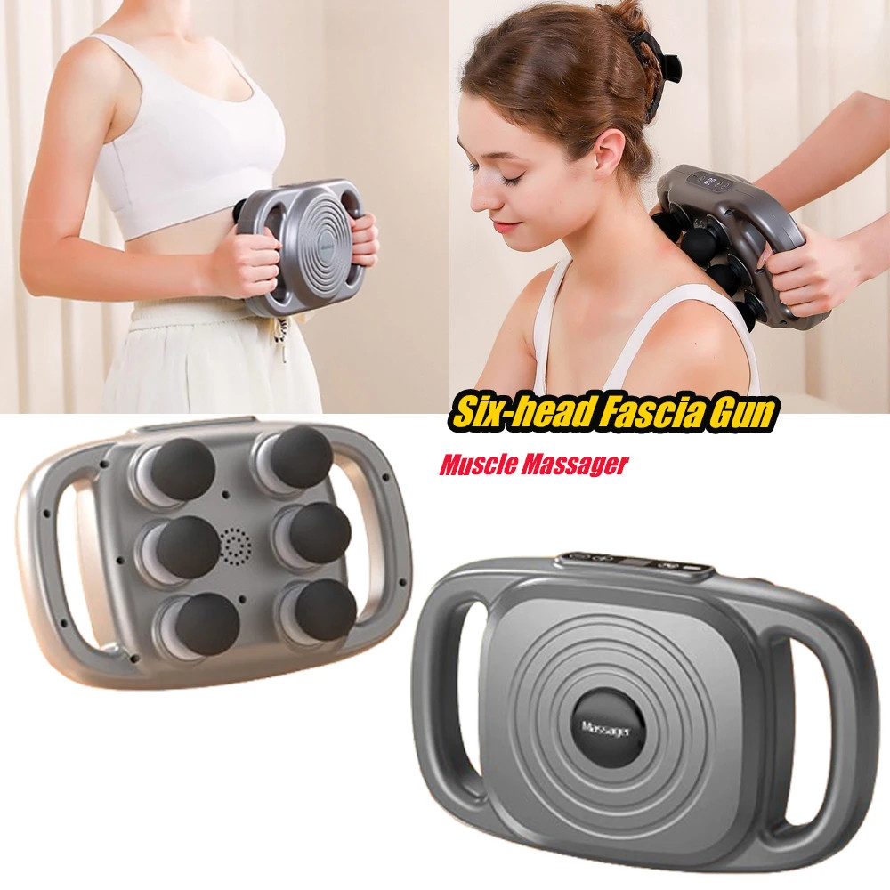 6 Heads Massage Gun Pain Relief Massager LED Rechargeable Deep Tissue For Back