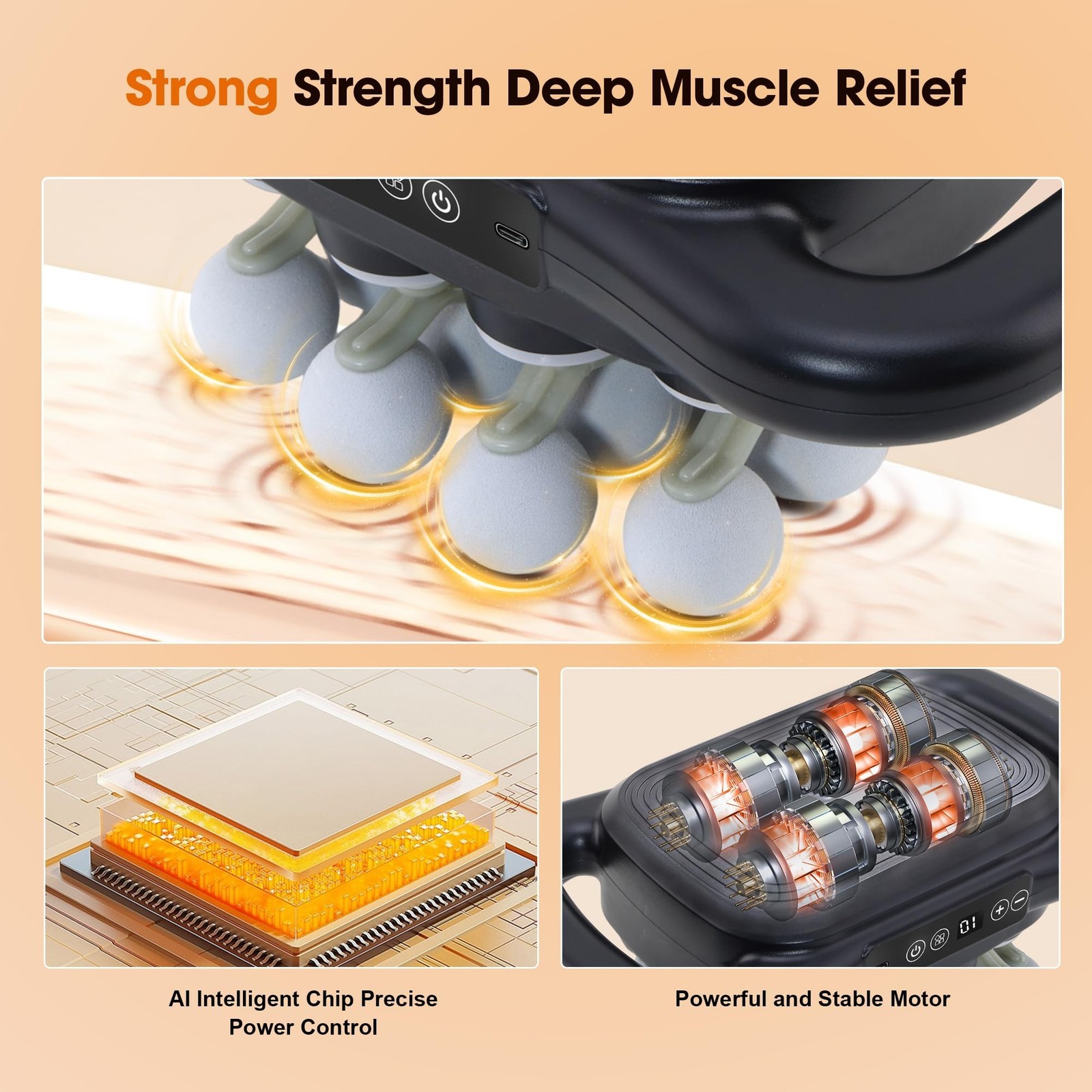 16 Head Massage Gun Set, Deep Tissue Percussion Massager, 2600mAh Electric Ma…
