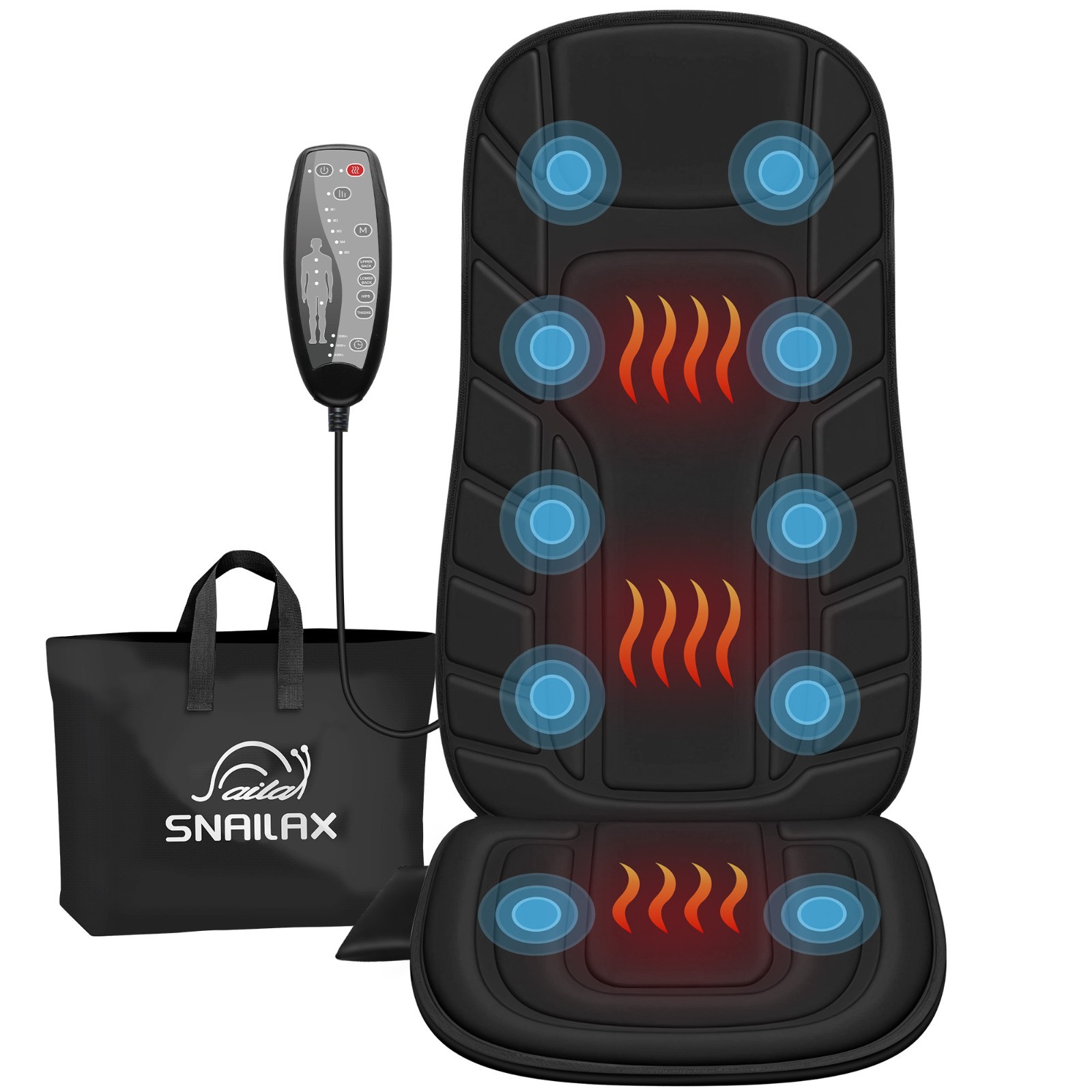 Snailax Back Massager with Heat, Massage Seat Cushion with 10 Motors, Gift