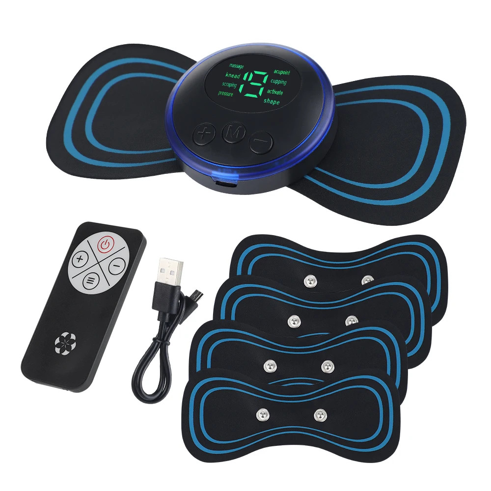 Smart Electric Neck Massager Set Cervical Patch 8 Modes 19 Levels Intensity Port
