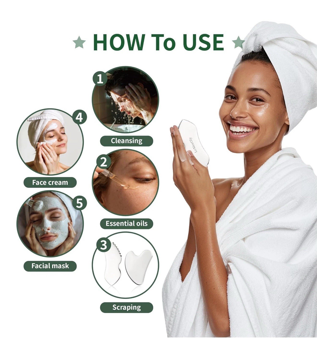 2Pcs Gua Sha Facial Tools Stainless Steel, Detailer GuaSha Set for Face New