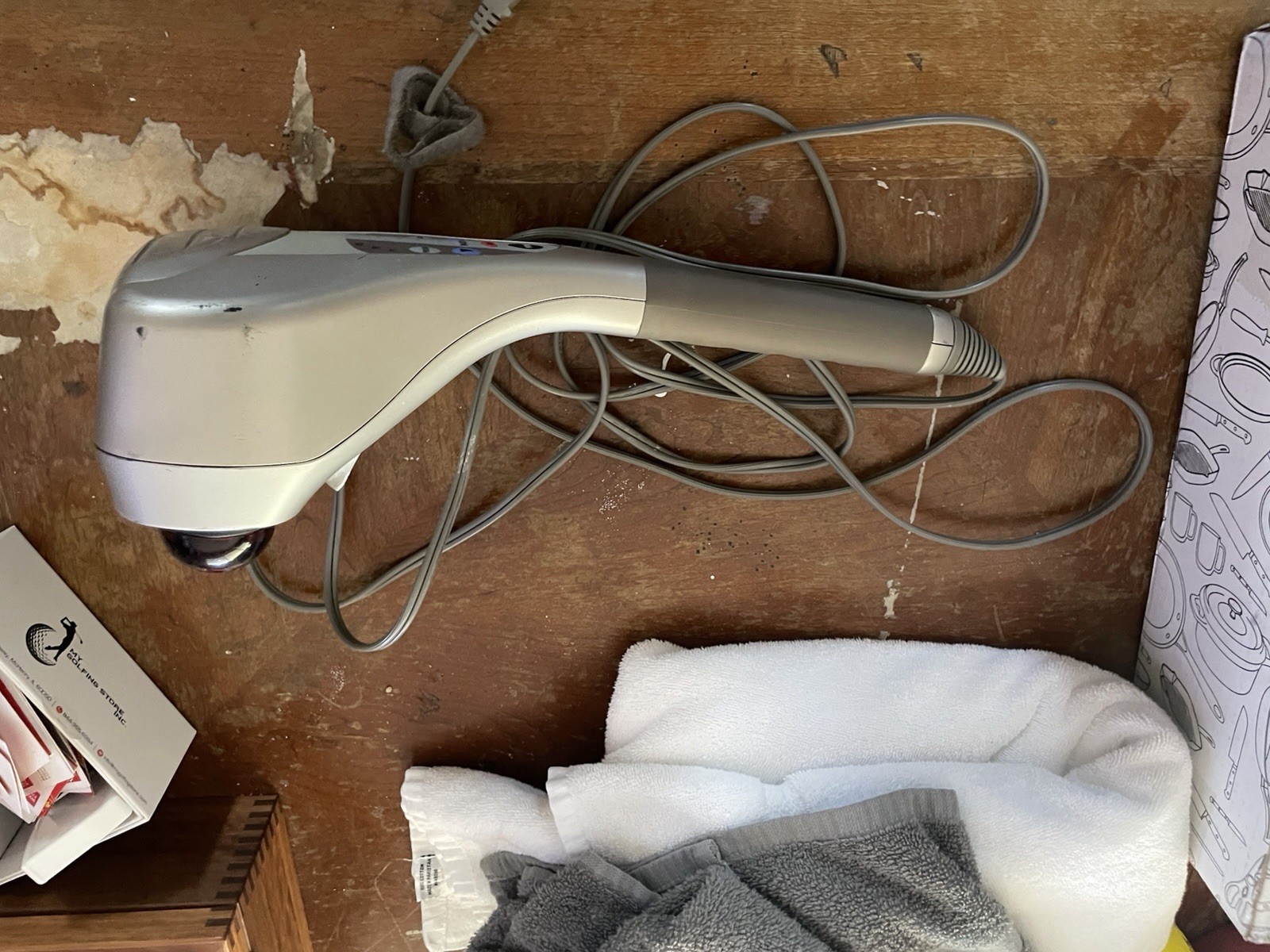 HoMedics Handheld Corded Massage Wand Heated Vibrating 2-Head Gray MCS-600H
