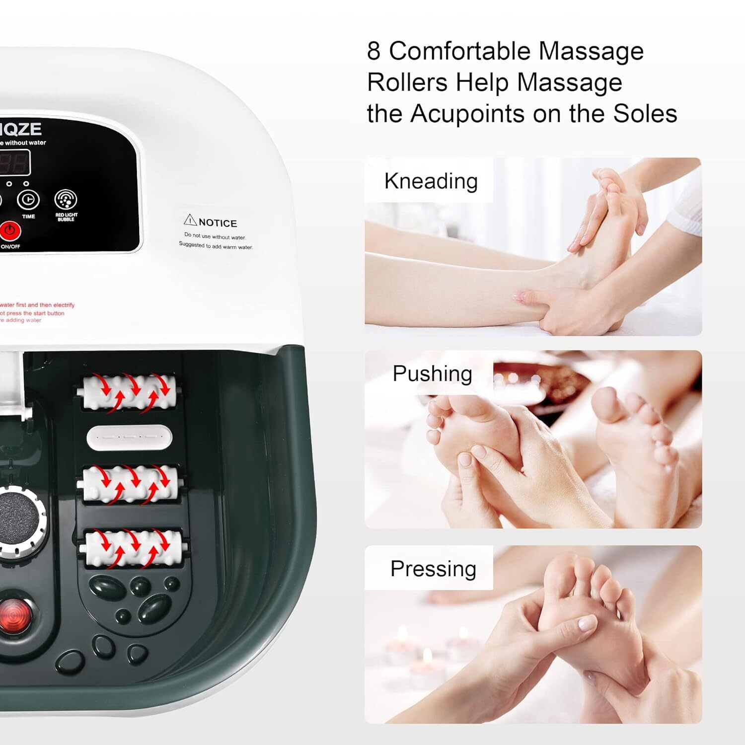 KNQZE Foot Spa with Heat and Massage and Jets, Collapsible Foot Bath w/Bubbles,
