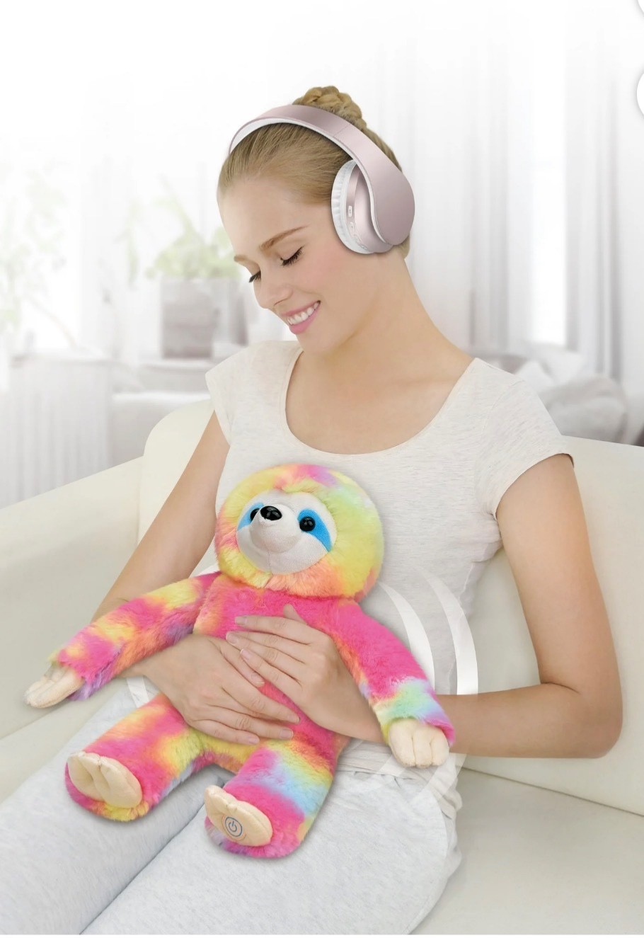 Massaging Plush Rainbow Sloth – LOT OF 2 – Easter Basket Stuffed Animal Toy🌈