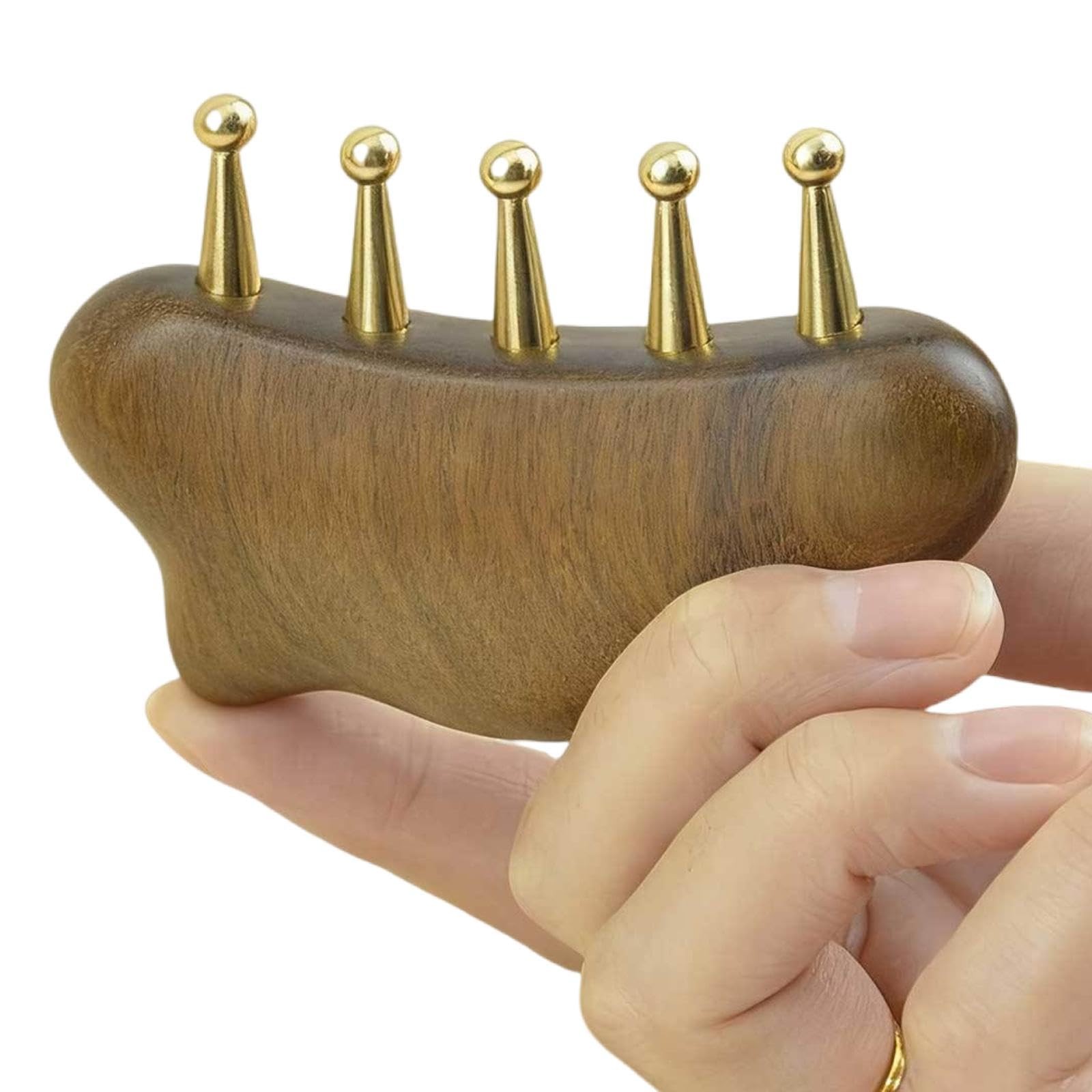 Sandalwood Meridian Massage Comb, 5 Copper Wide Tooth Design, Natural Wood Ha…