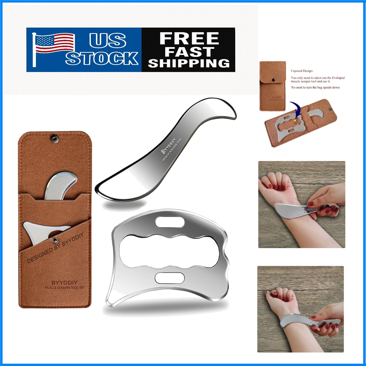 SD 2 in 1 Stainless Steel Gua Sha Muscle Scraper – Perfect for Home Therapy