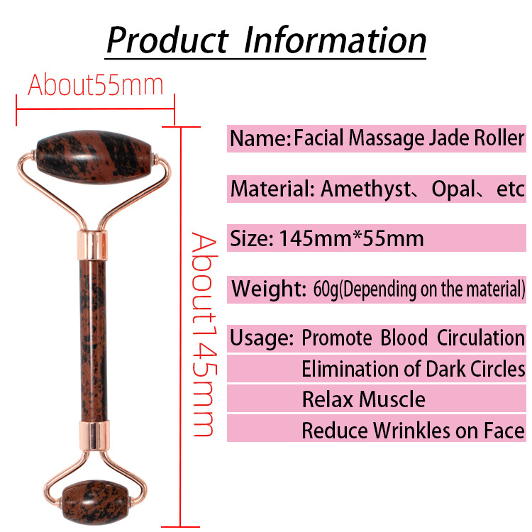 Natural clear quartz black face roller gua sha facial massage beauty roller