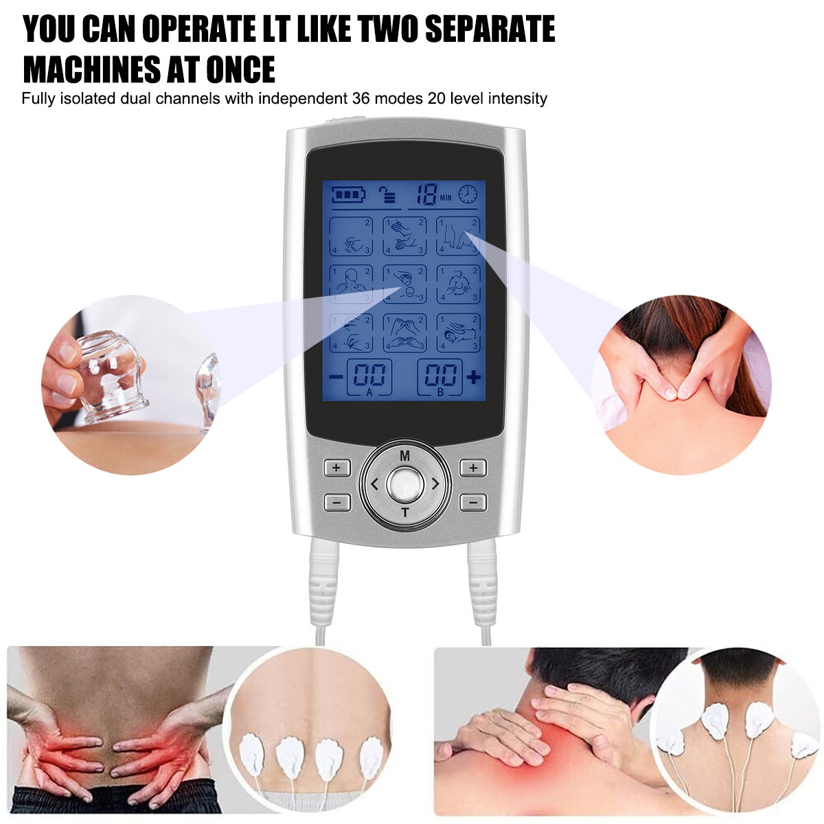 36 Preset Massage Modes 20 Adjustable Intensity Levels LTENS Muscle Stimulator