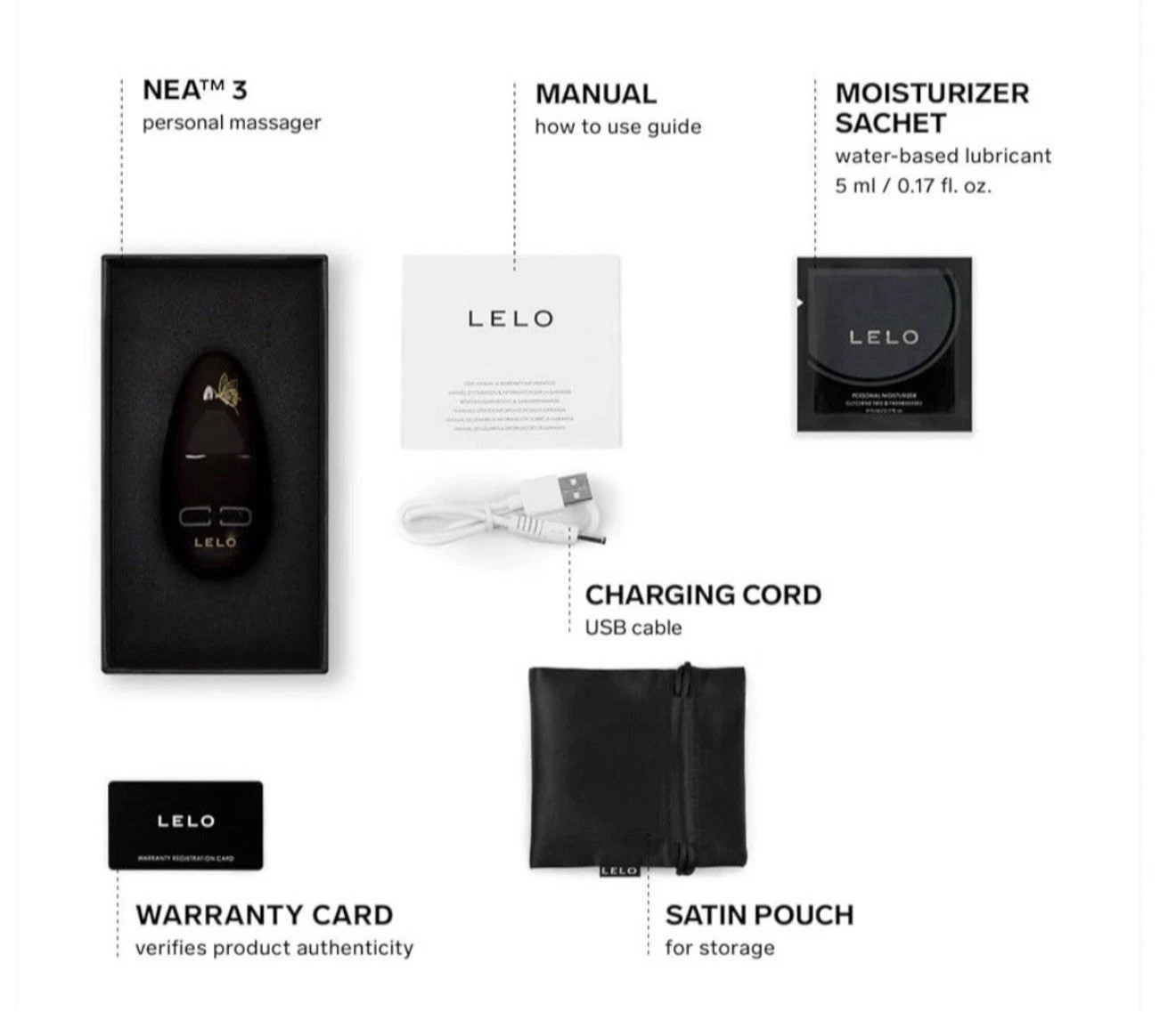 LELO NEA 3 Mini Bullet for Woman Female Massager Pitch Black (10 Modes)