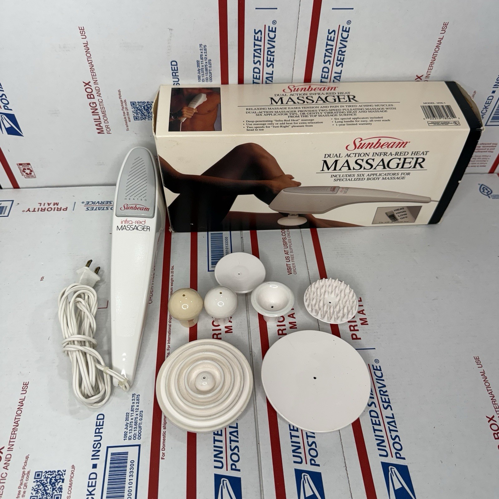 Sunbeam Dual Action Infra-Red Heat Massager 2 Speed & 7 Attachments 1856-1 Works