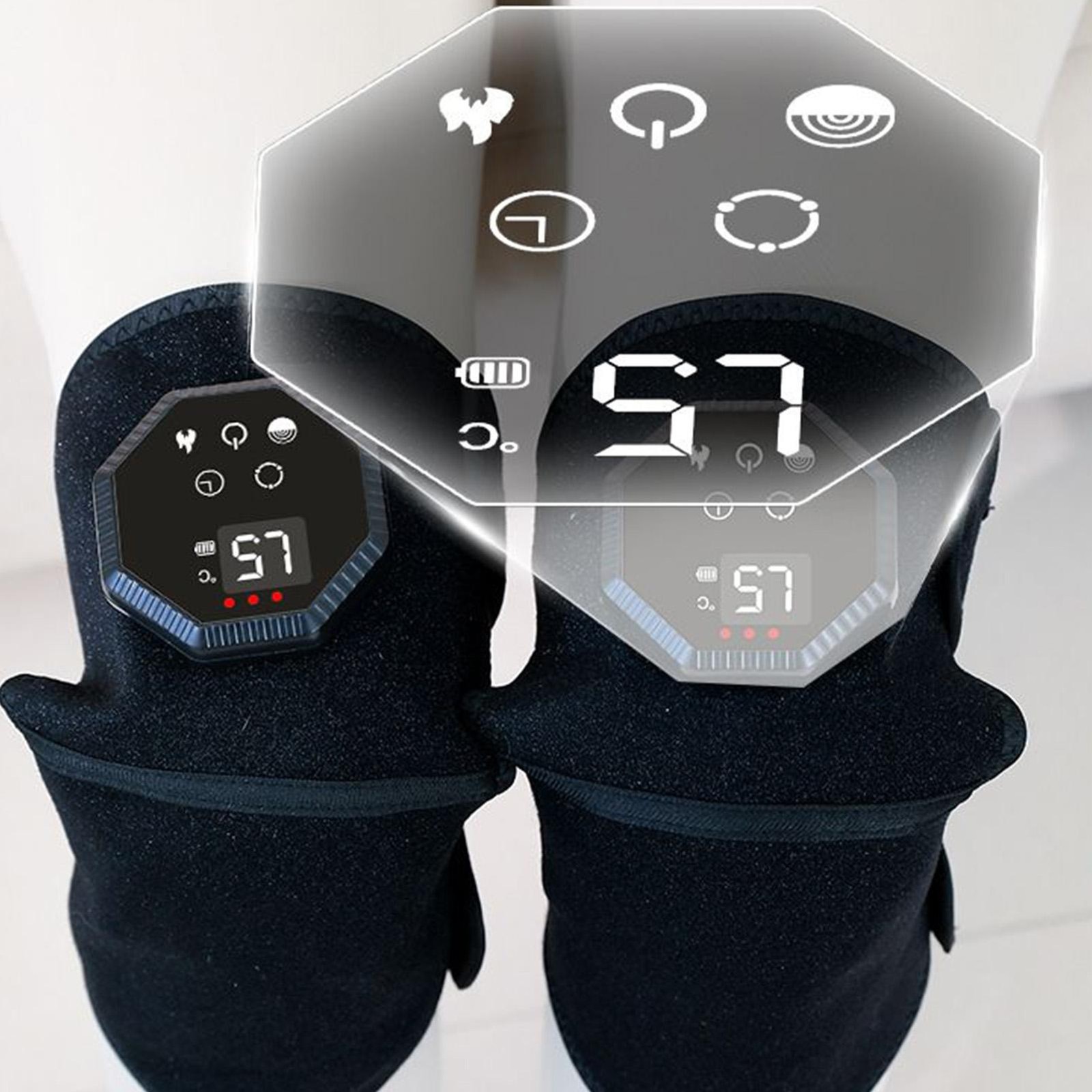 Electric Knee Massager for Pain Relief with 5 Vibration Modes, 3 Heating Levels
