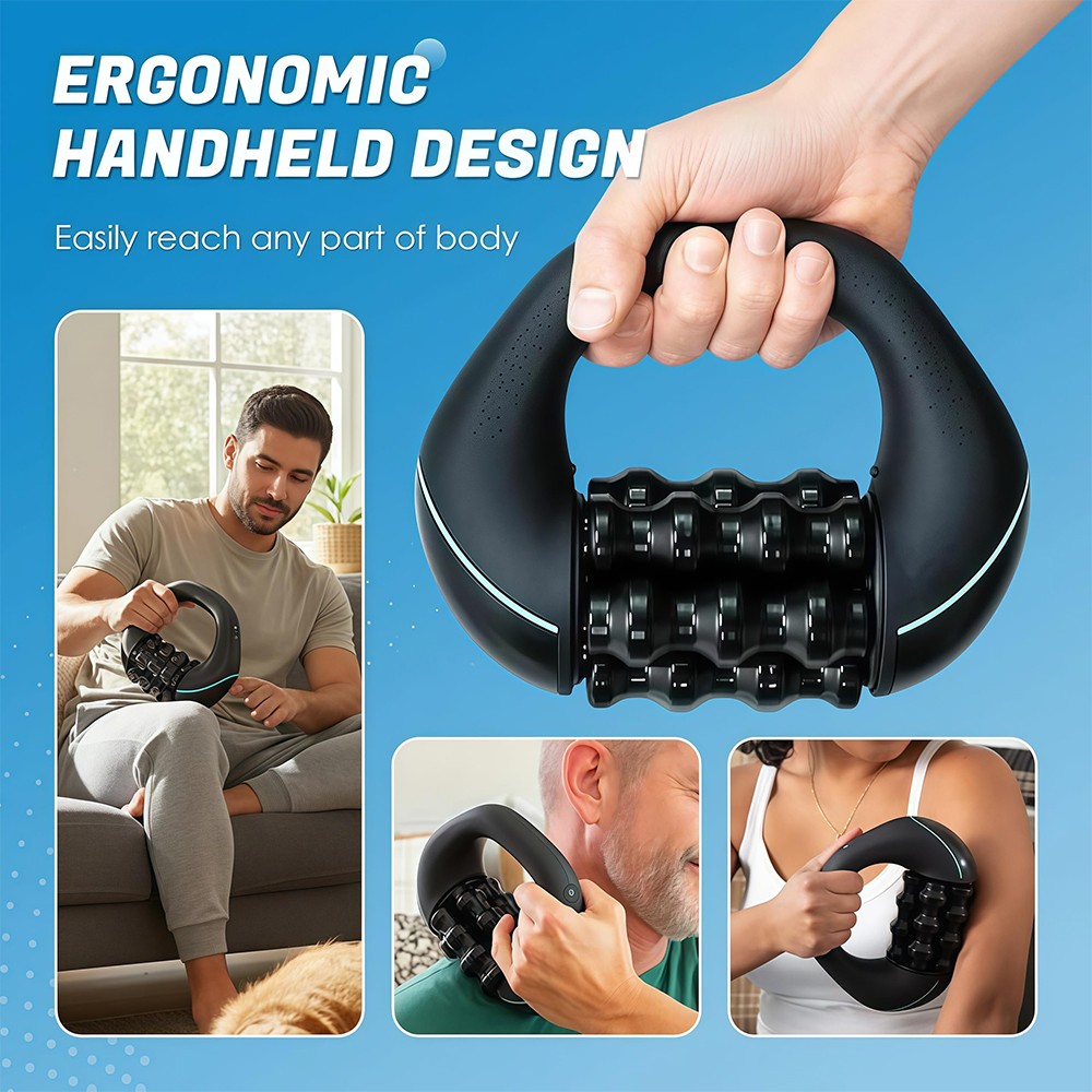 Electric Handheld Rolling Massager Percussive Deep Tissue For Back Shoulder Leg