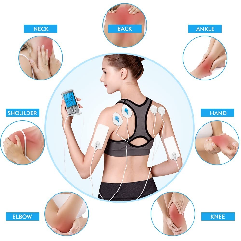 24 Modes Rechargeable TENS Unit Muscle Stimulator with 8 Electrode Pads – Pain R