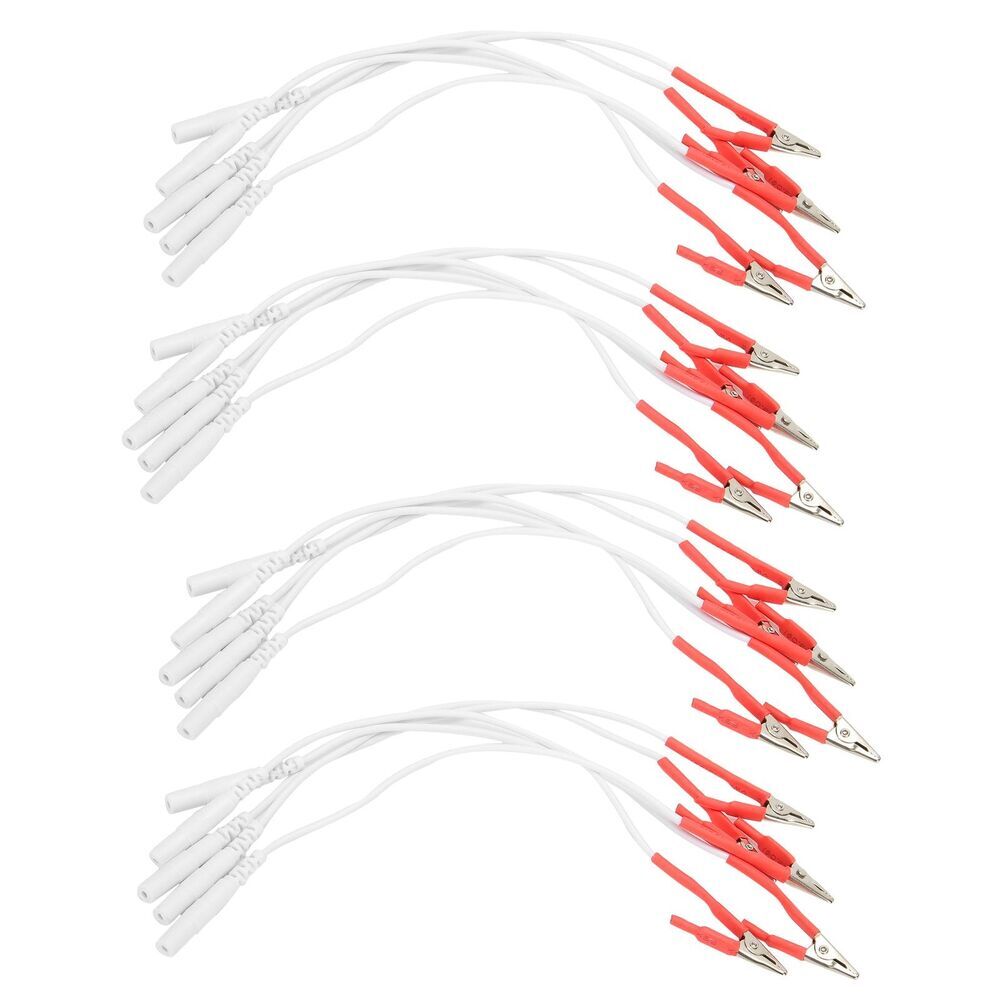 20Pcs Clip Electrode Lead Wires Cable for TENS Physiotherapy Machine Bag US #TL