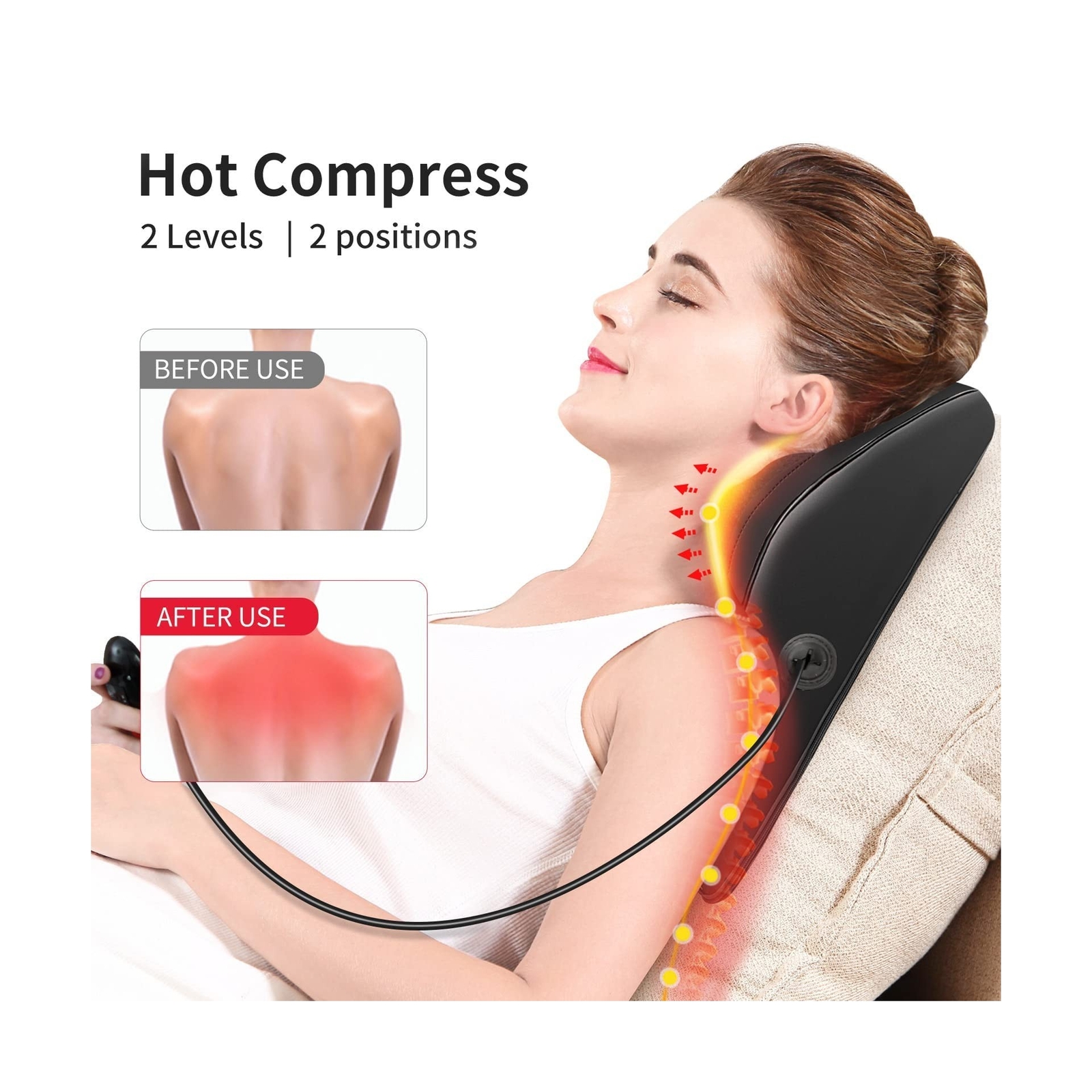 Boriwat Back Massager with Heat, Massagers for Neck and Back, 3D Kneading Mas…