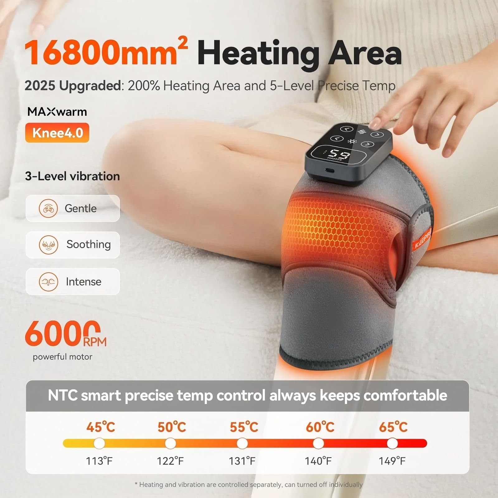 Cordless Knee Massager with Heat Vibration for Pain Relief, MAXwarm 4.0[2026 …