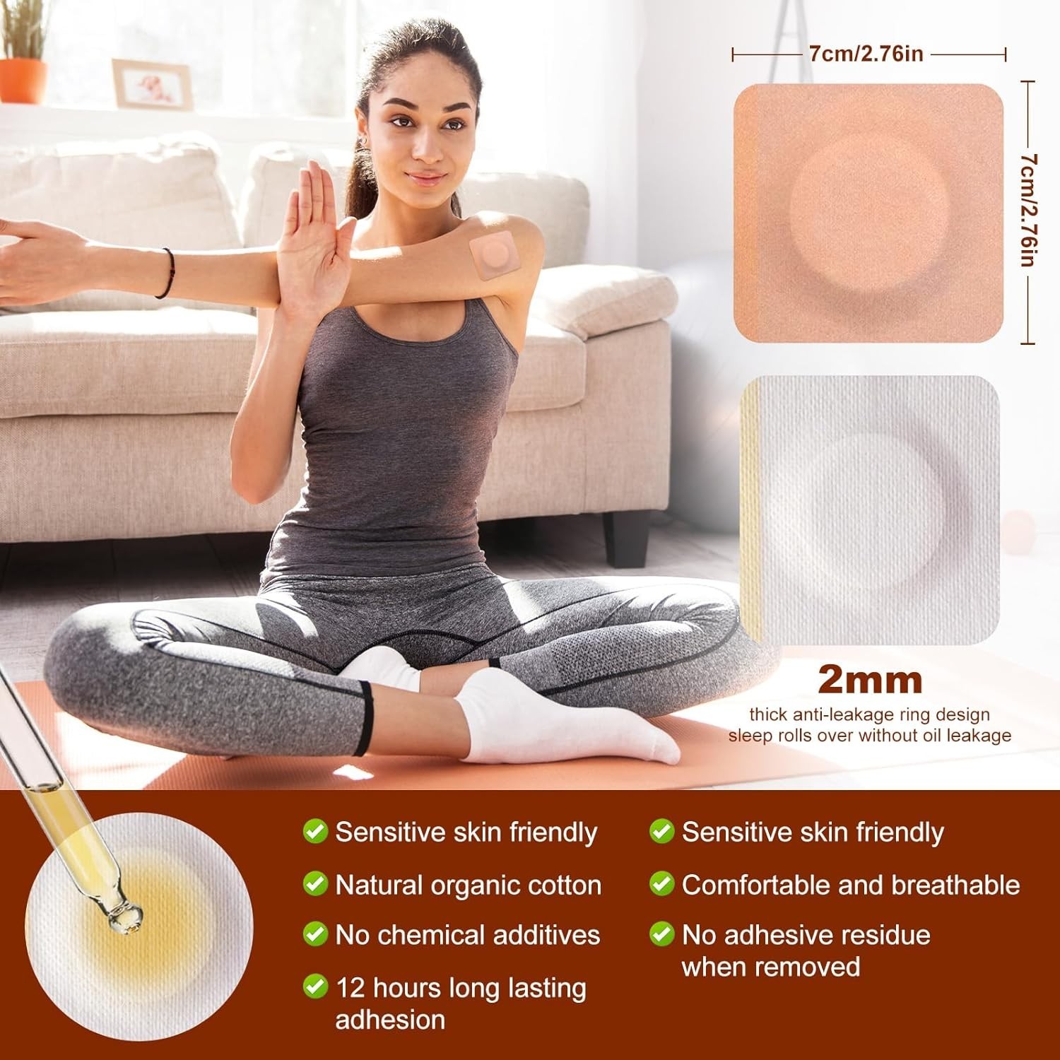 Castor Oil Patches，50PCS Disposable Leak-Proof for Belly Button,Highly Absorbent