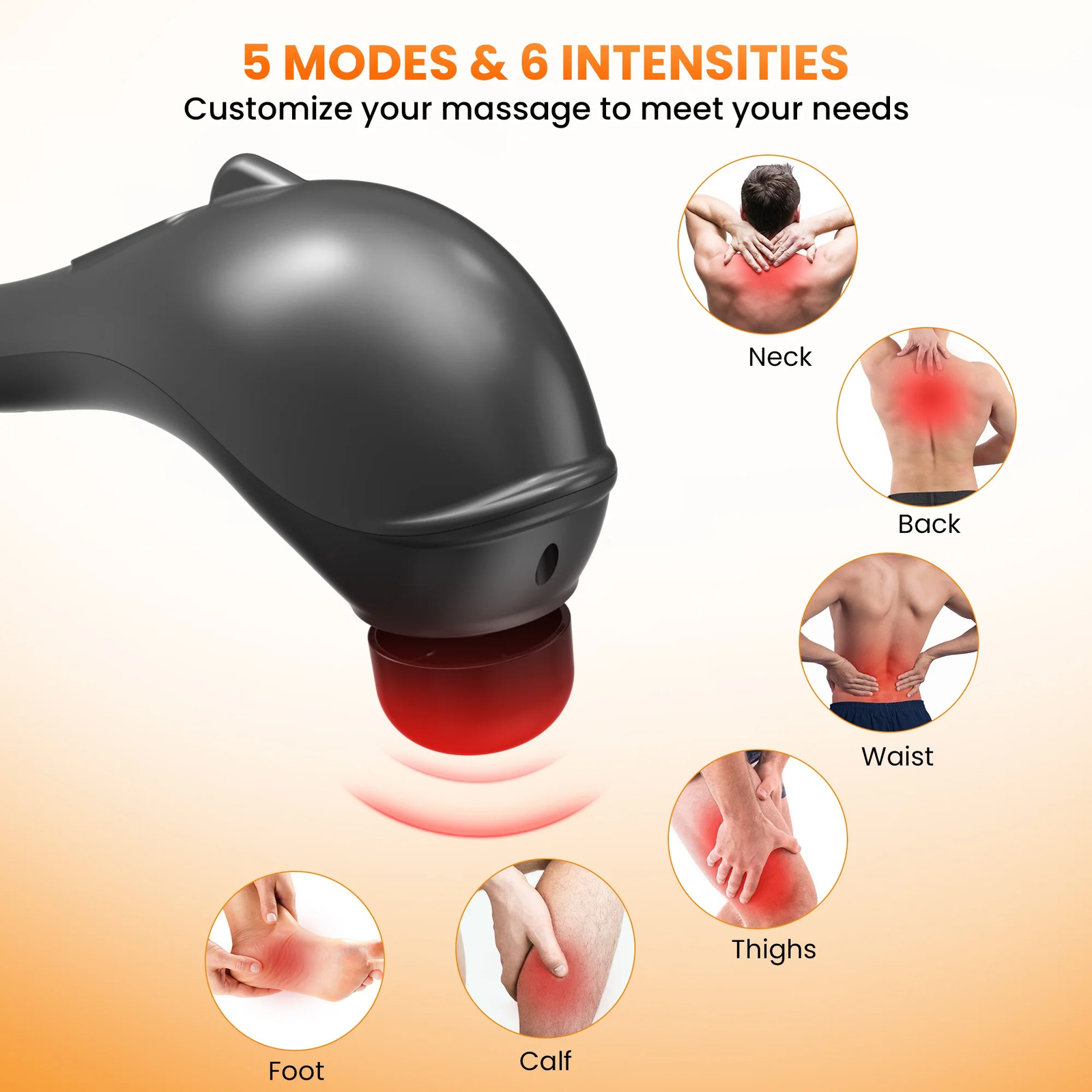 Rechargeable Handheld Massager, Corded Deep Tissue Shiatsu Massager for Neck, Ba
