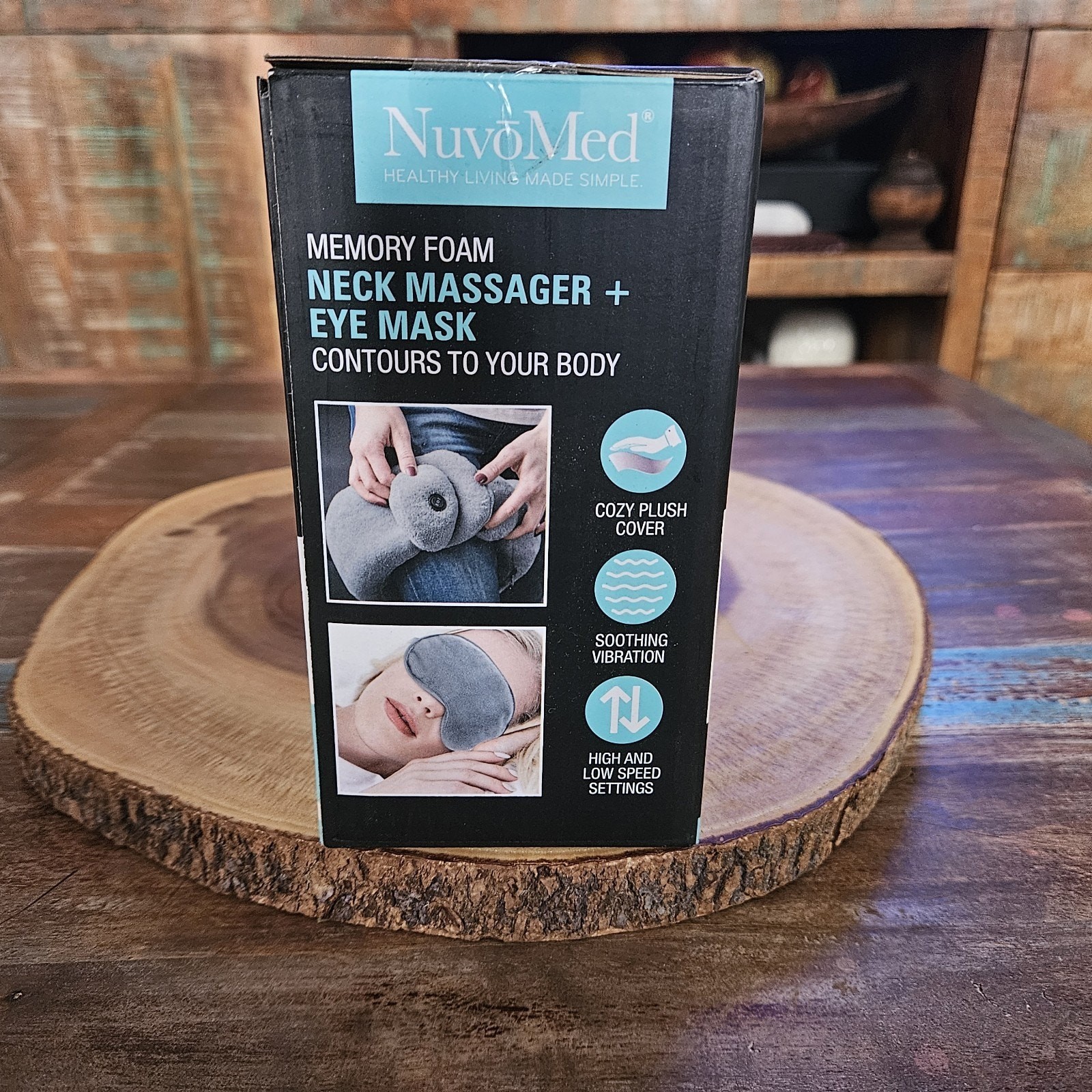 NuvoMed Memory Foam Neck Massager & Eye Mask In Gray Contours To Your Body NEW!
