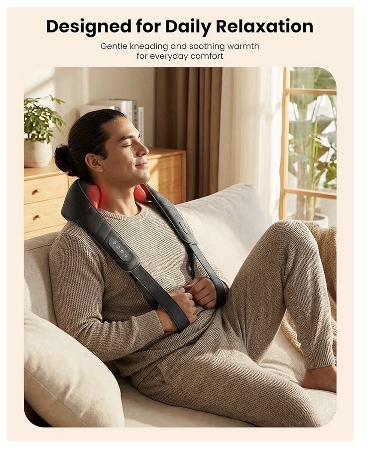 COMFIER Cordless Neck Massager with Heat, 4D Kneading Neck and Shoulder Massager