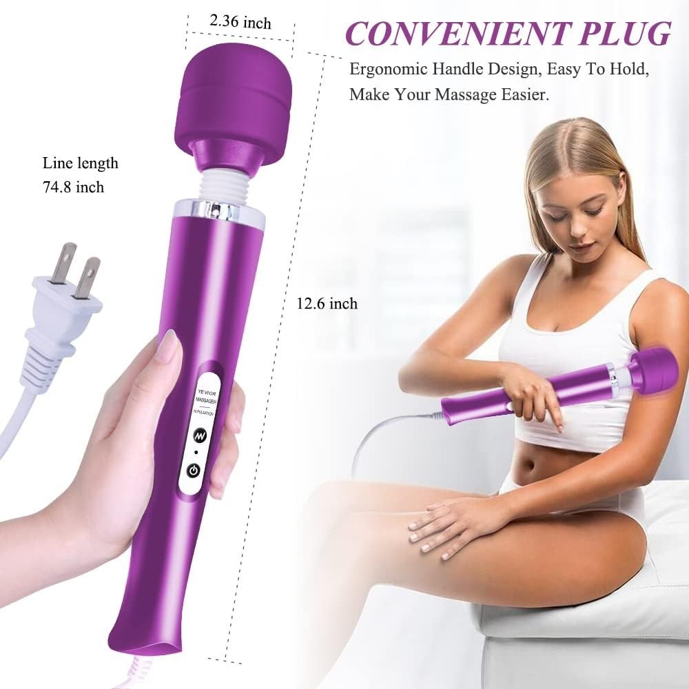 Wired Handheld Back Massager – 10 Pulse Settings for Total Body Relief in Purple