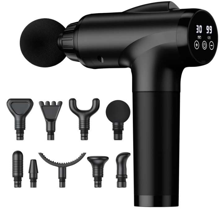 Massage Gun Deep Tissue, Handheld Electric Muscle Massager, 9 Attachments(Black)