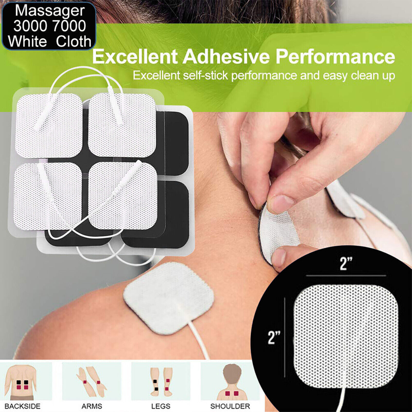 40PCS Replacement Electrode Pads for Massagers Units 2×2» FDA Approved USA