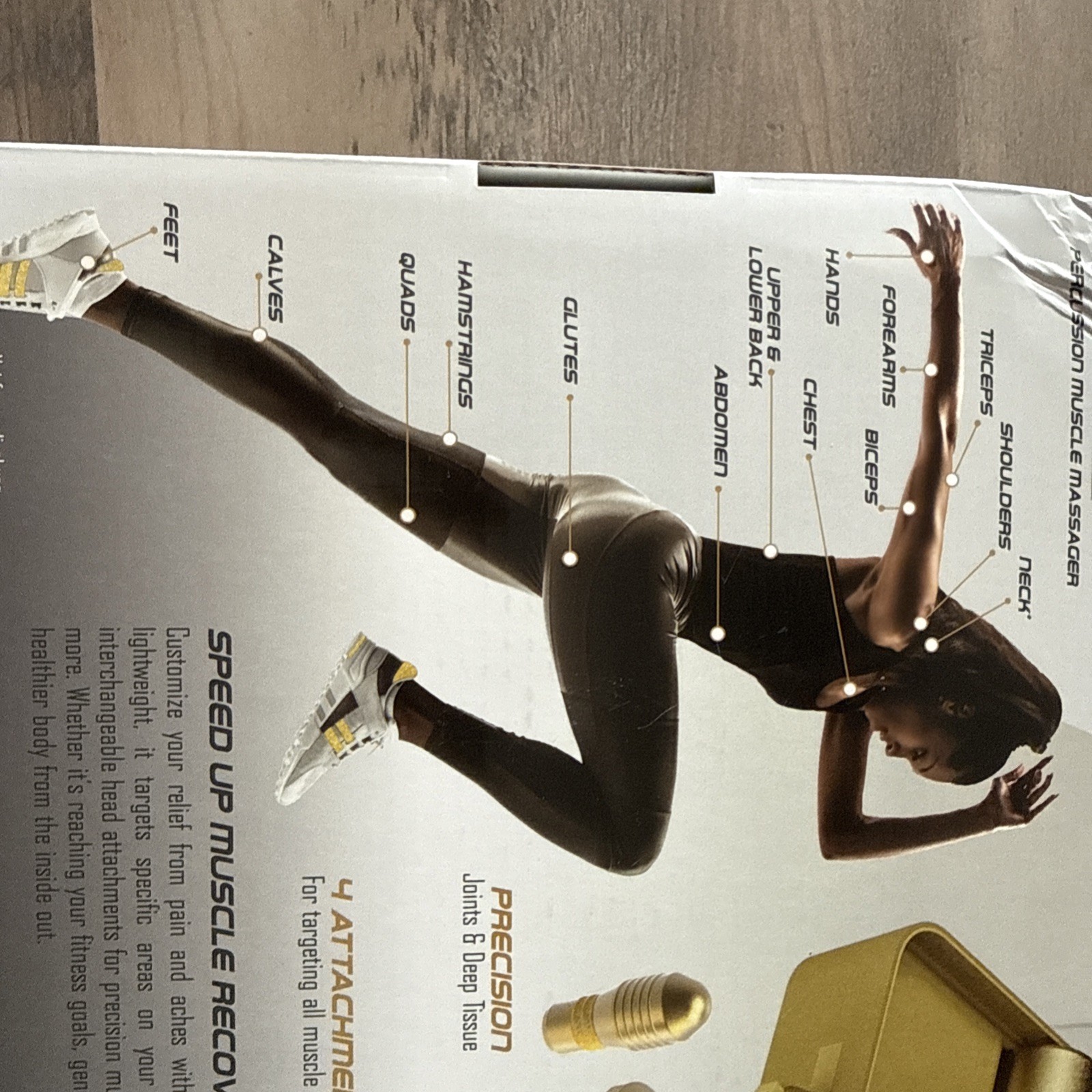 ProFit Percussion Massage Gun Gold Handheld Multispeed 4 Heads Case