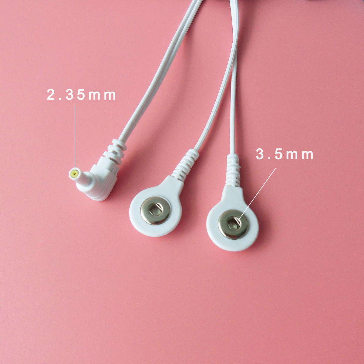 Replacement Electrode Lead Wires Cables DC Jack 2.35mm Snap 3.5mm For TENS 7000