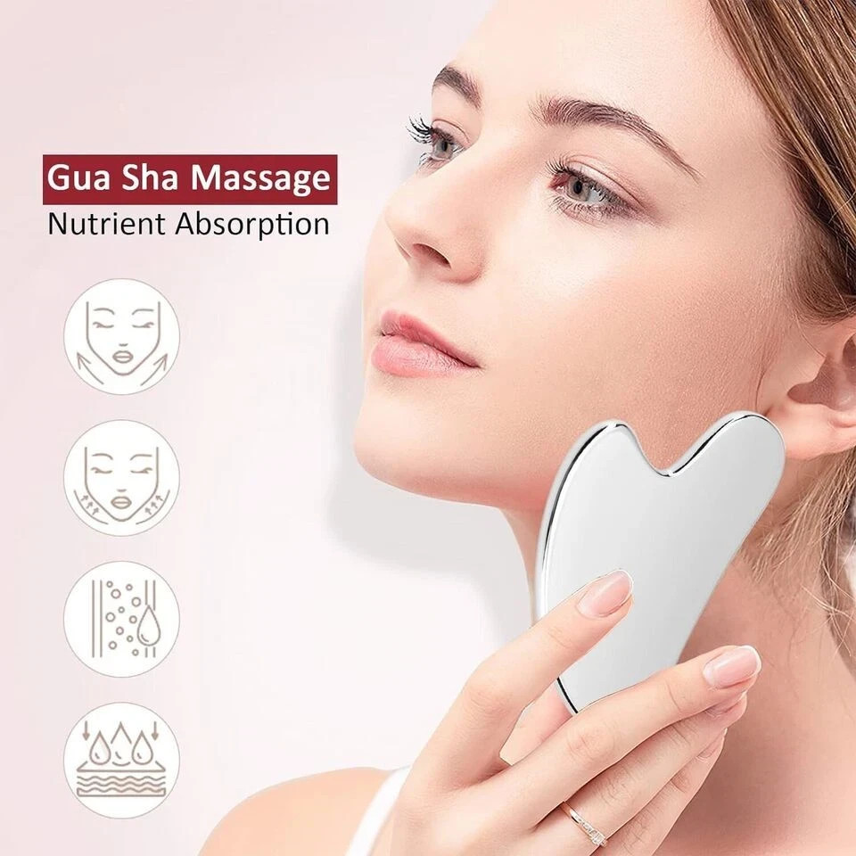 2Pcs Stainless Steel Gua Sha Facial Tools Guasha for Face Metal Gua Sha Tight US
