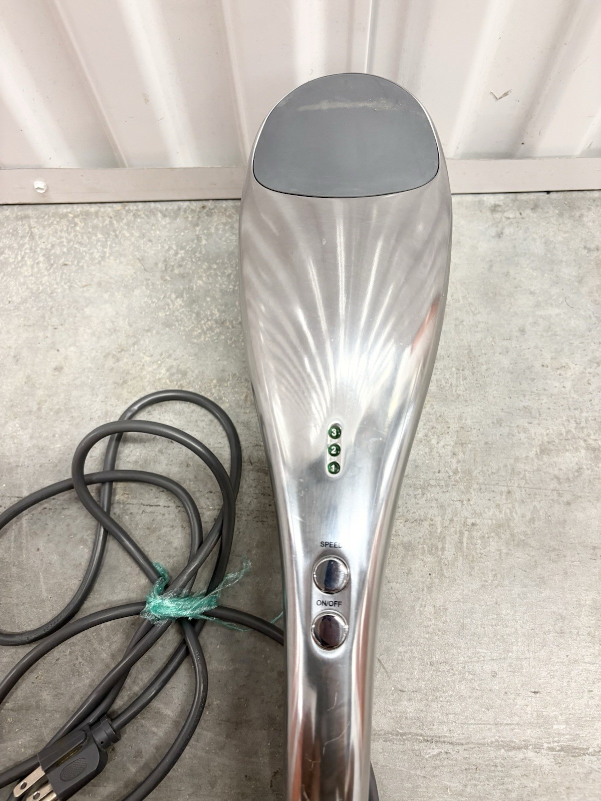 Handheld Vibrating Body Massager, Corded Electric 120V, 3-Speed, Silver/Black