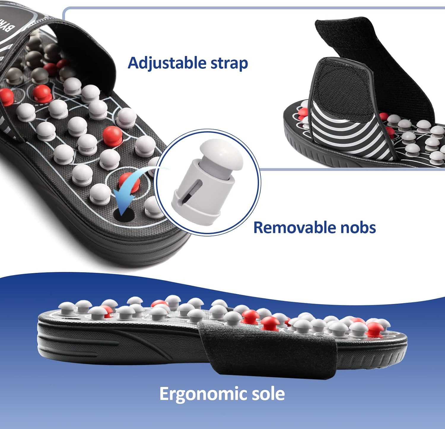 Foot Reflexology Tools Pressure Point Massage Mat Slippers Slides Sandals Shoes,