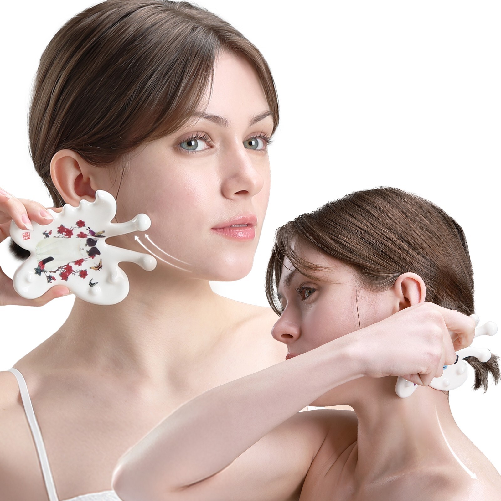 PEARLCARE Korean Handmade Ceramic Gua Sha Massage Tool Body&Face&Muscle Relief
