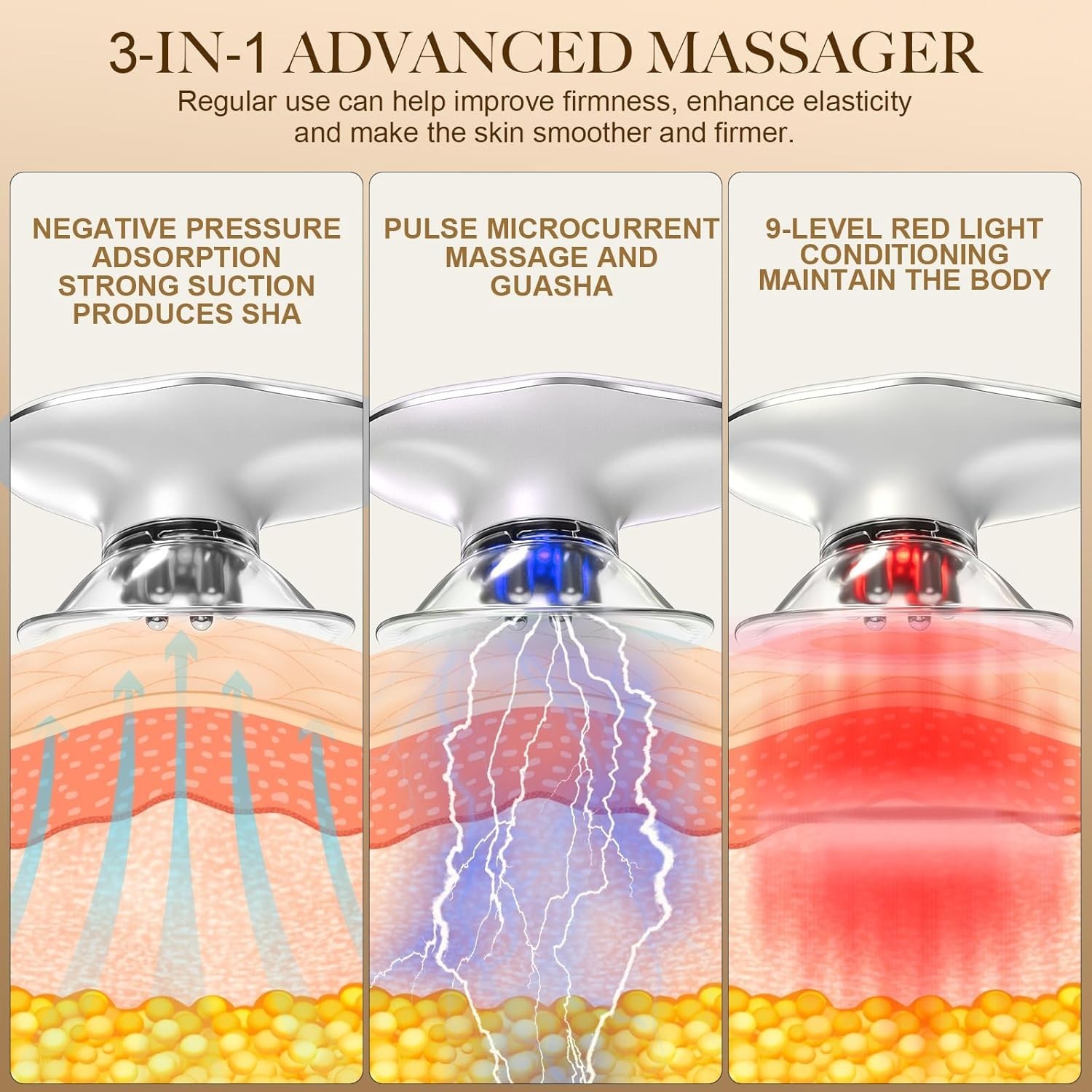 Electric Cupping & Gua Sha Massager, 3-in-1 Cellulite Remover for Legs, Lymph…