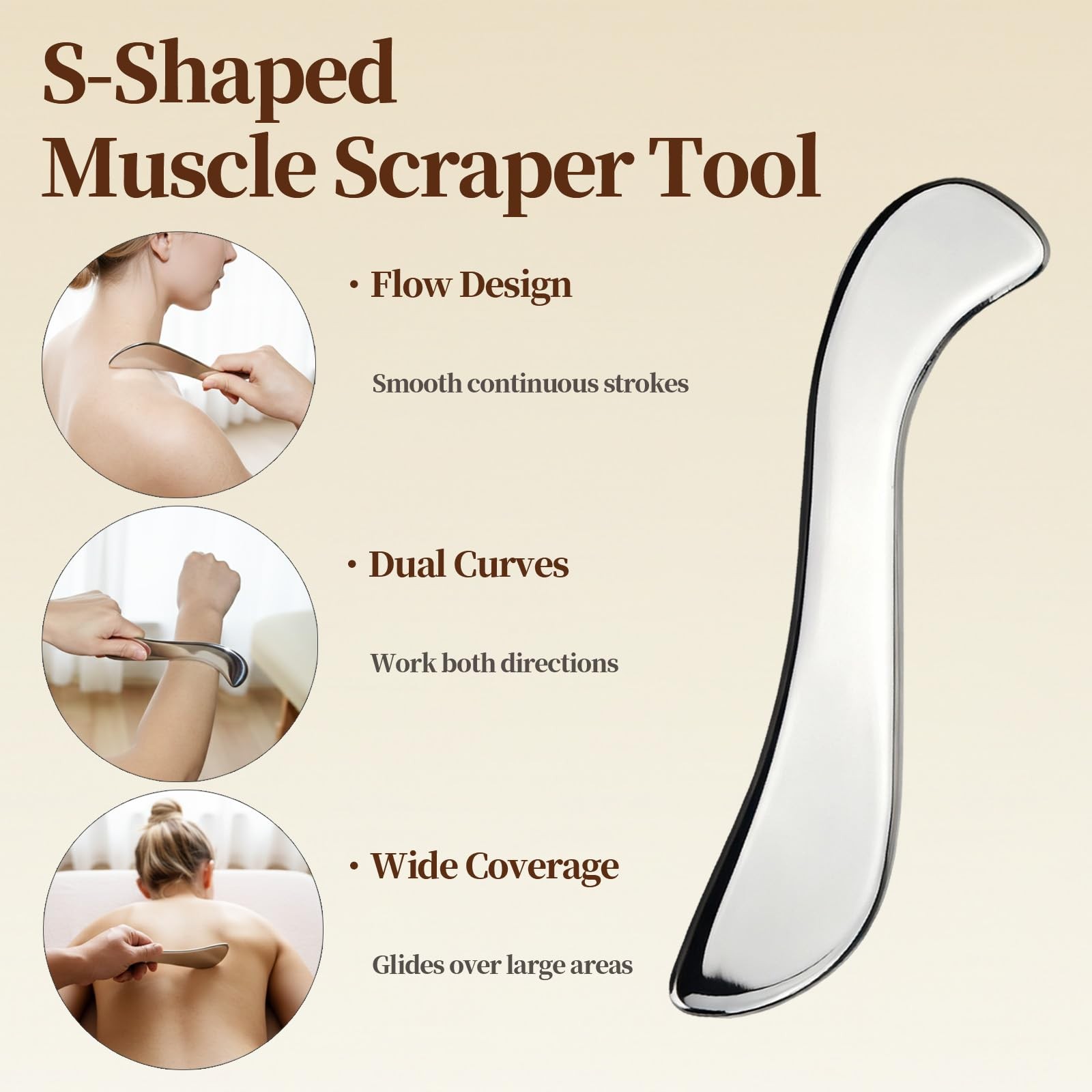 4-in-1 Stainless Steel Gua Sha IASTM Massage Scraper Tool Set Deep Tissue