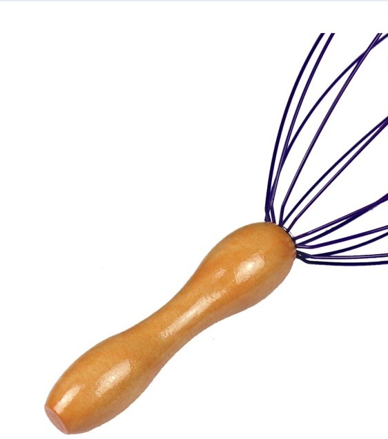 Manual Wooden Head & Scalp Massager Blue Purple Stainless Steel Lightweight