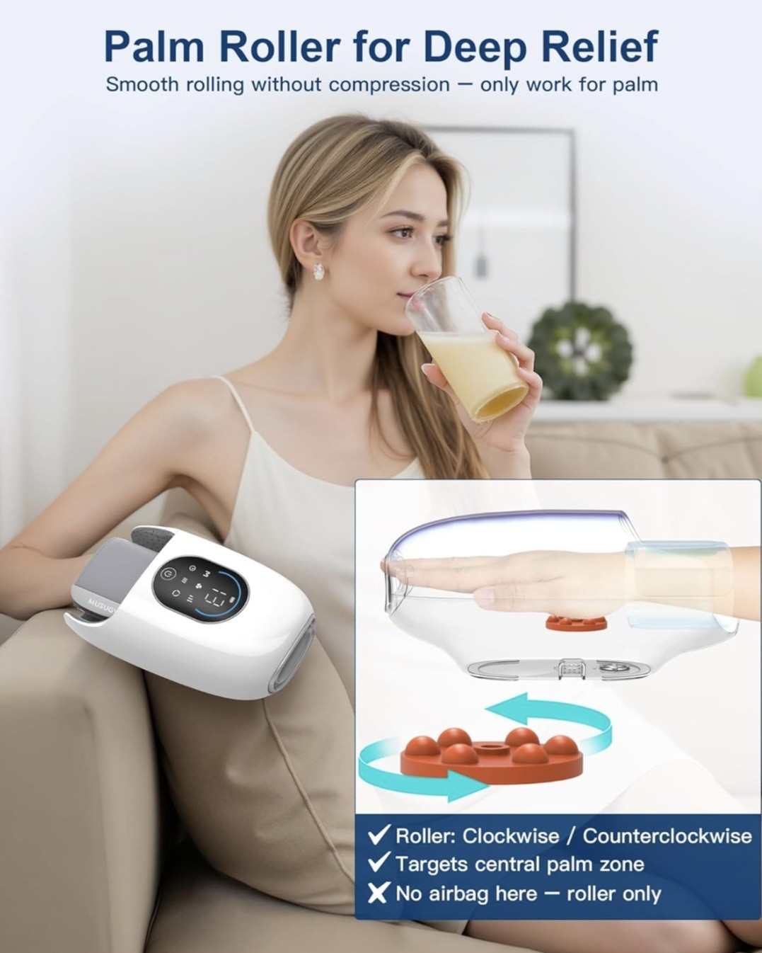 Hand Massager with Heat and Compression : Full-Hand and Wrist Coverage with Touc