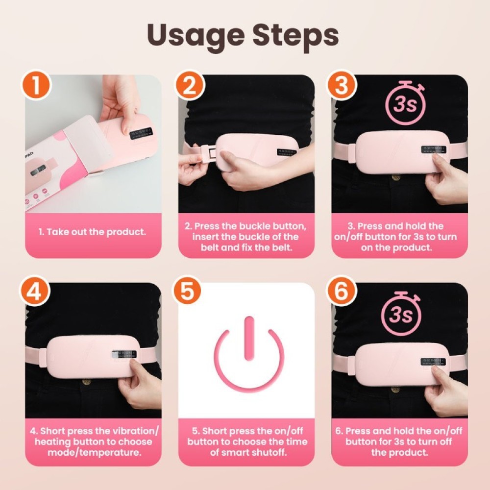 Electric Vibrating Menstrual USB Heating Pad Belt For Period Pain Relief Cramps
