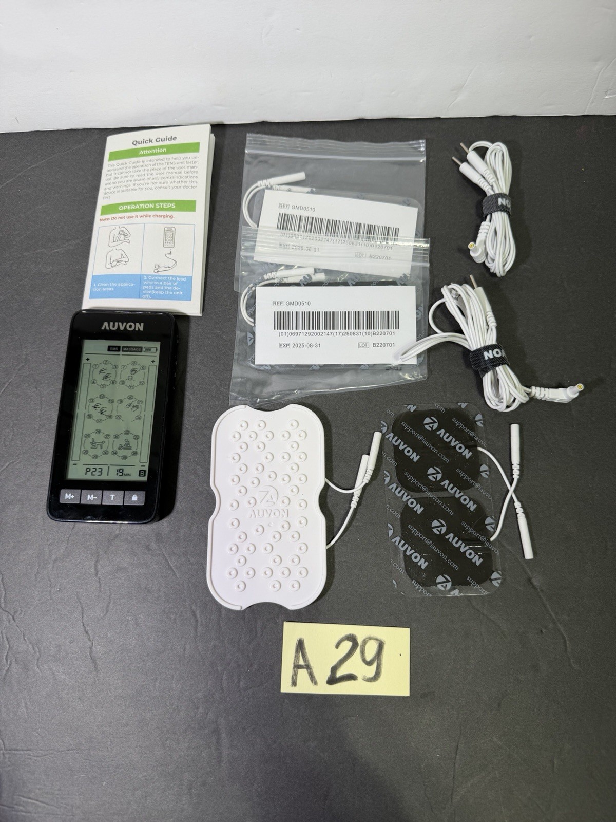 AUVON TENS Unit Massager Model TU3424-F Unit EMS Muscle Stimulator Excellent