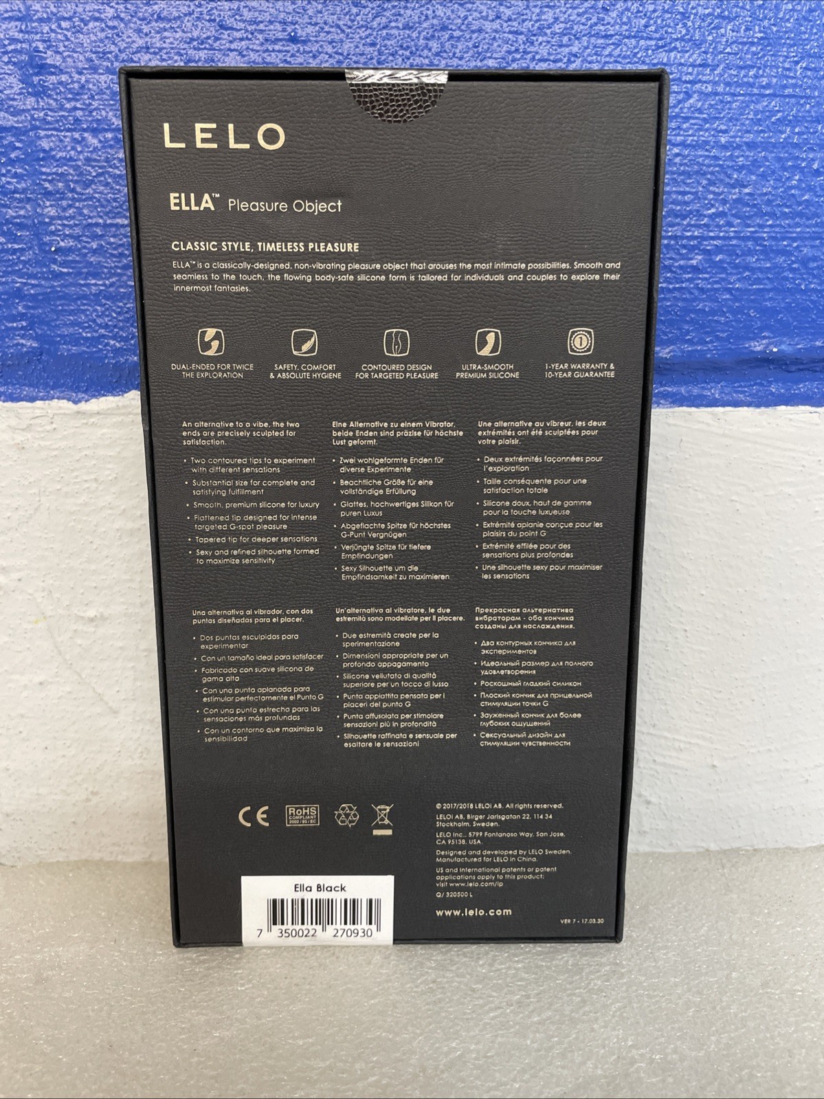 LELO ELLA Pleasure Massager Black New Sealed