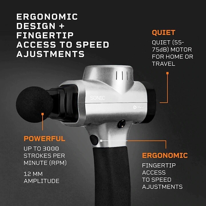 LifePro Soar FX Sonic Handheld Percussion Massage Gun Massager – Silver