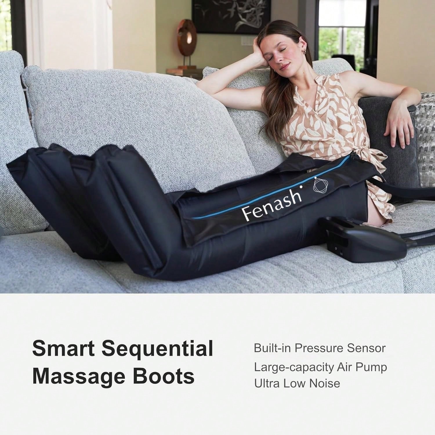 Sequential Air Compression Leg Massager Boots Full Leg Home Relaxation Black