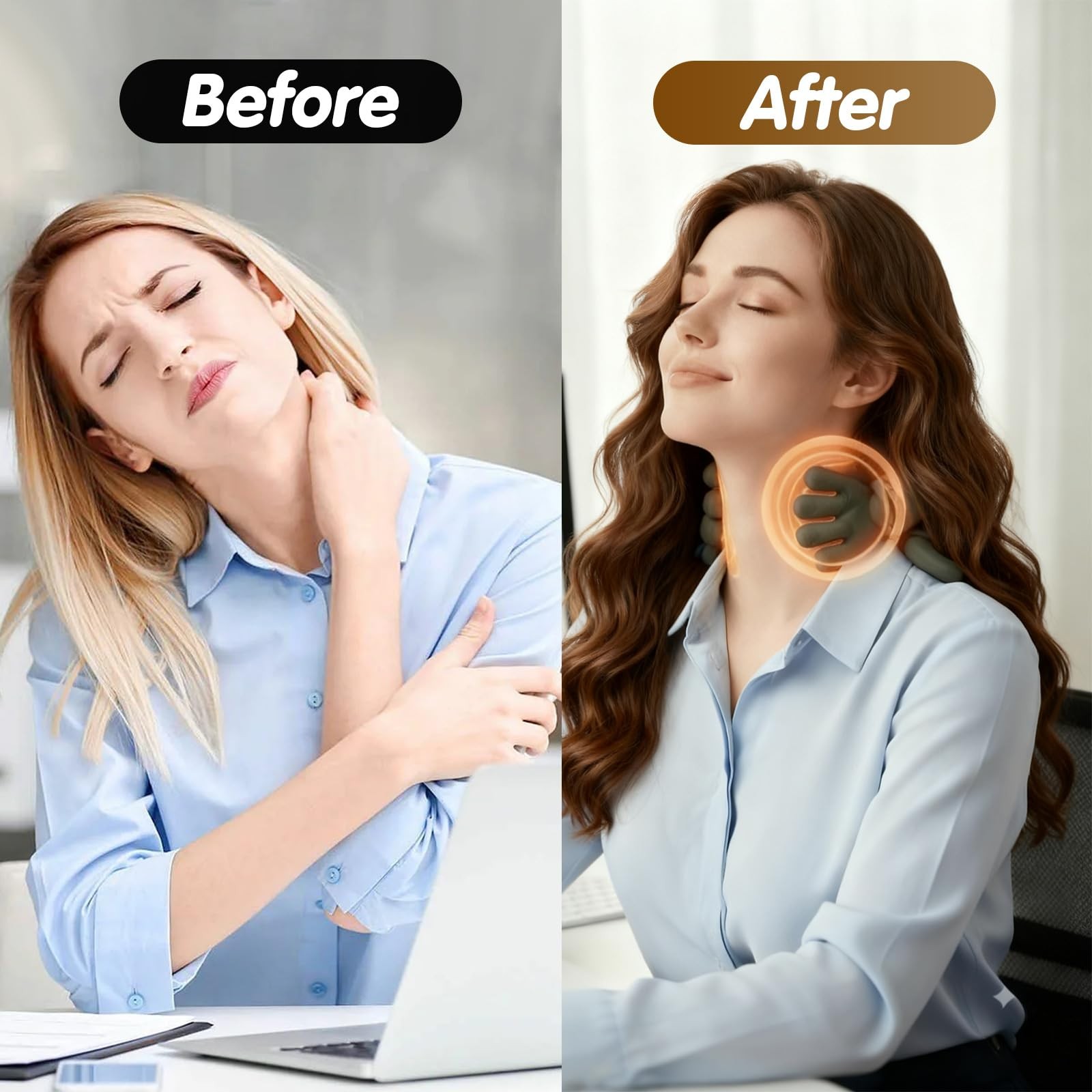 Siasoo Neck Massager With Heat-Wireless Portable Shiatsu Neck and Shoulder De…