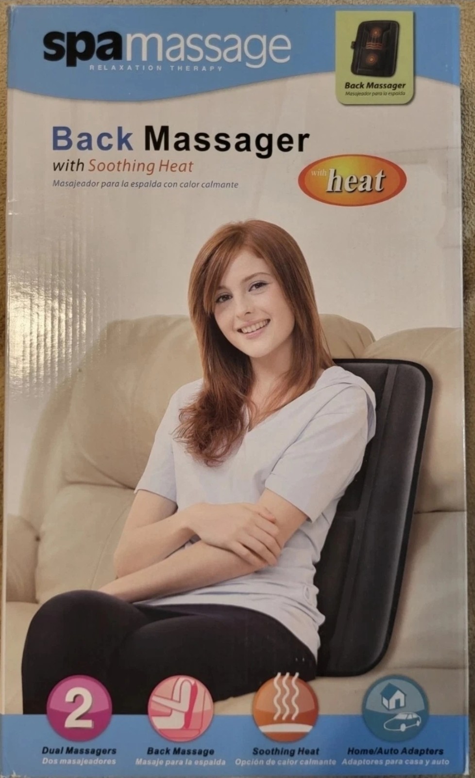 Spa Massage Back Massager with Dual Massagers & Heat includes 12V Auto Adapter