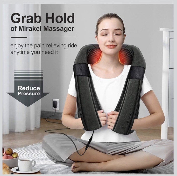 Mirakel Joy Shiatsu Massager with Heat Setting for Back Neck Shoulder