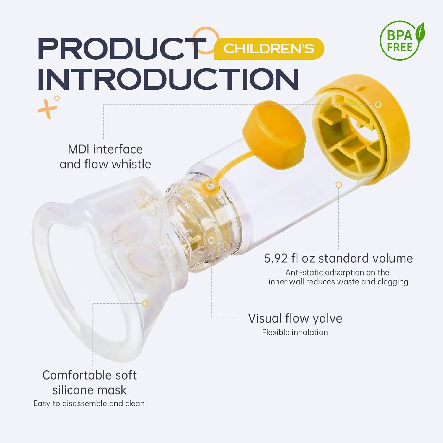 Inhaler Spacer for Adult and Kids NESSI OTC SPACER (YELLOW/Kids)