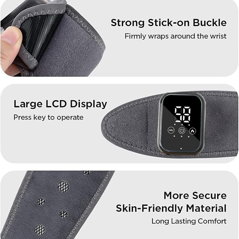 Cordless Hand Wrist Massager Pain Relief with 3 Heat Levels & 3 Vibration Modes