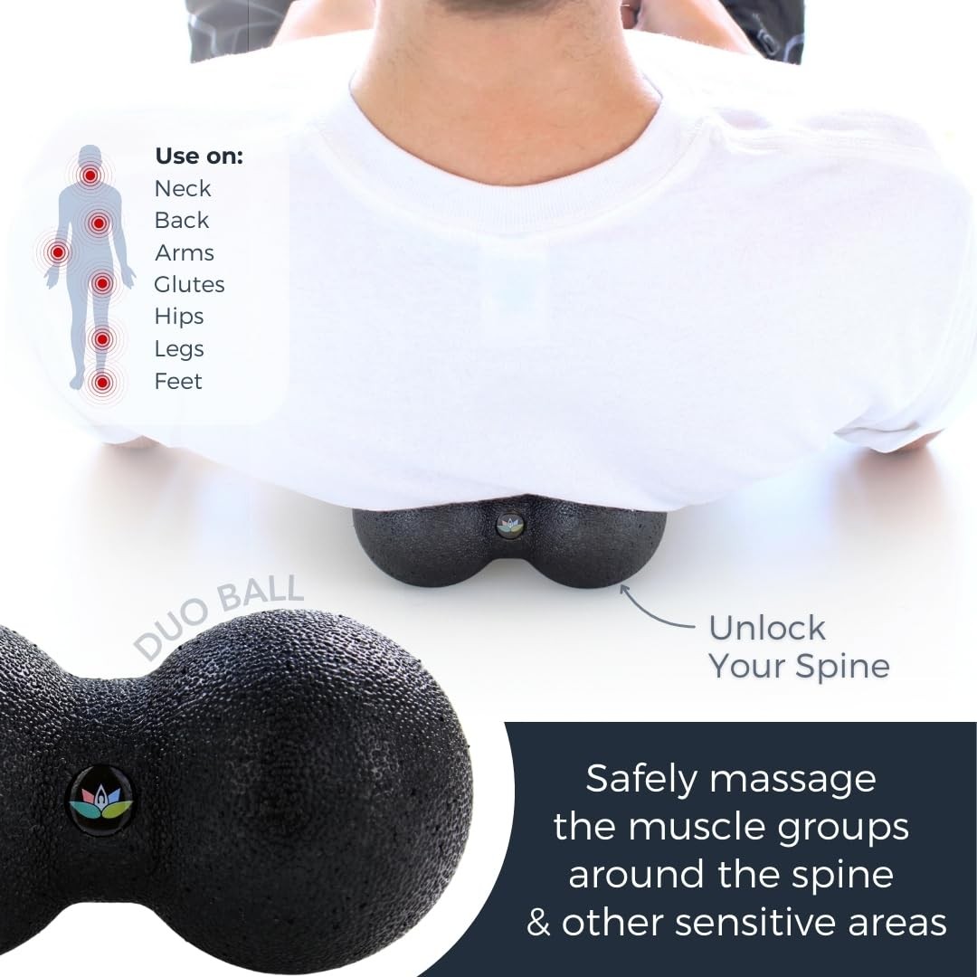 Deep Tissue Massage Ball Set – Set of 4 Lacrosse, Spiky, Peanut and 5” Foam R…