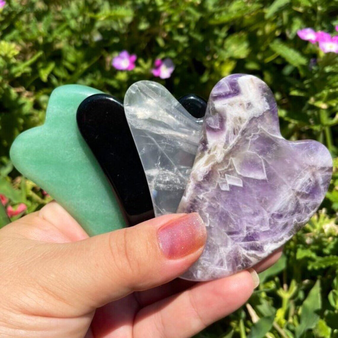 Natural Stone Crystal Scraping Tool Gua Sha Board Facial Massage Gemstone