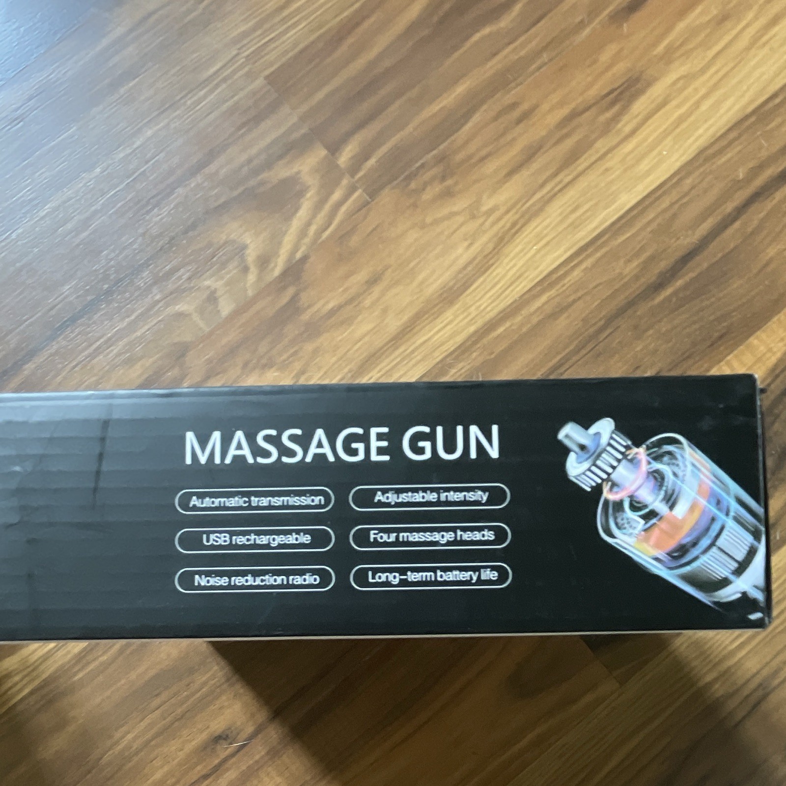 Beige Massage Gun w/ 4 Heads, USB Rechargeable, Adjustable Intensity, CE